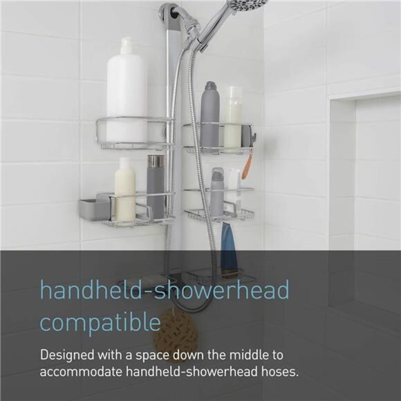 Amazon.com: simplehuman Adjustable and Extendable Shower  Adjustable and Extendable Shower Caddy XL, Stainless Steel